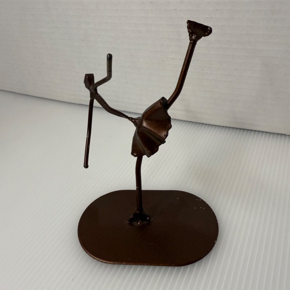 Handmade Welded Metal Figure Skater Sculpture Folk Art 6” Unique - Picture 3 of 8